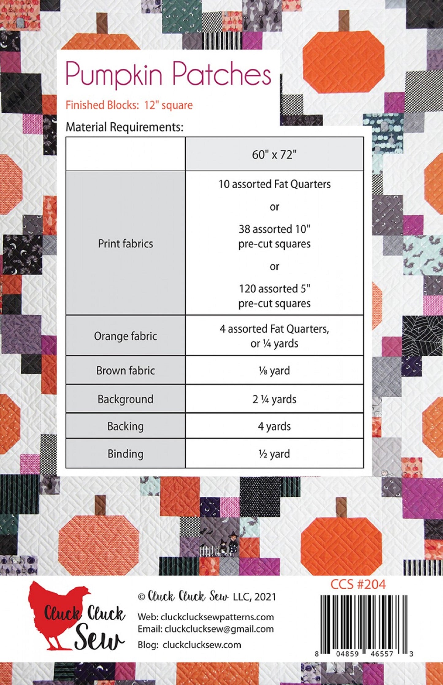 Pumpkin Patches Quilt Pattern by Cluck Cluck Sew