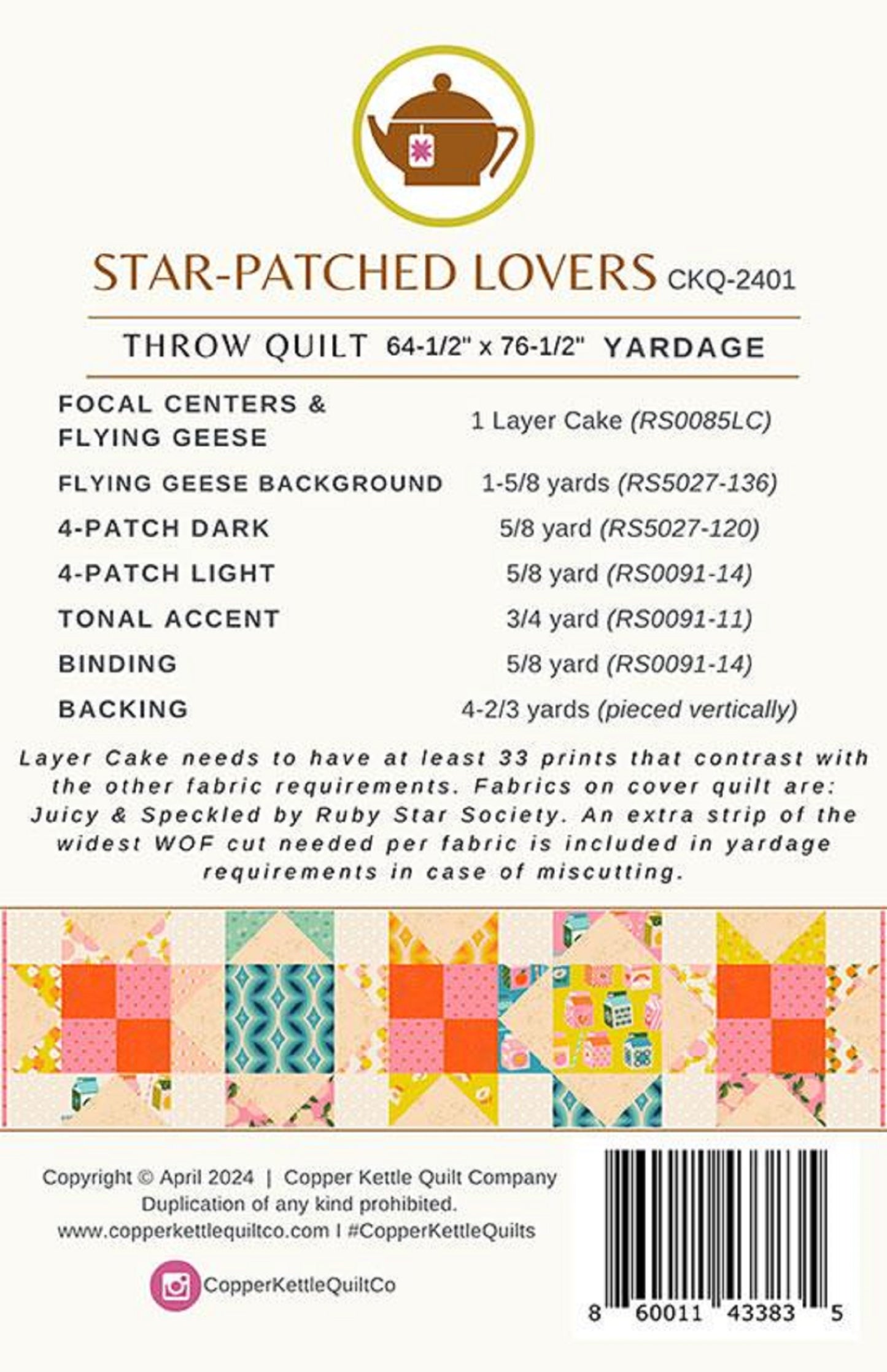 Star-Patched Lovers Quilt Pattern by Copper Kettle Quilt Co.