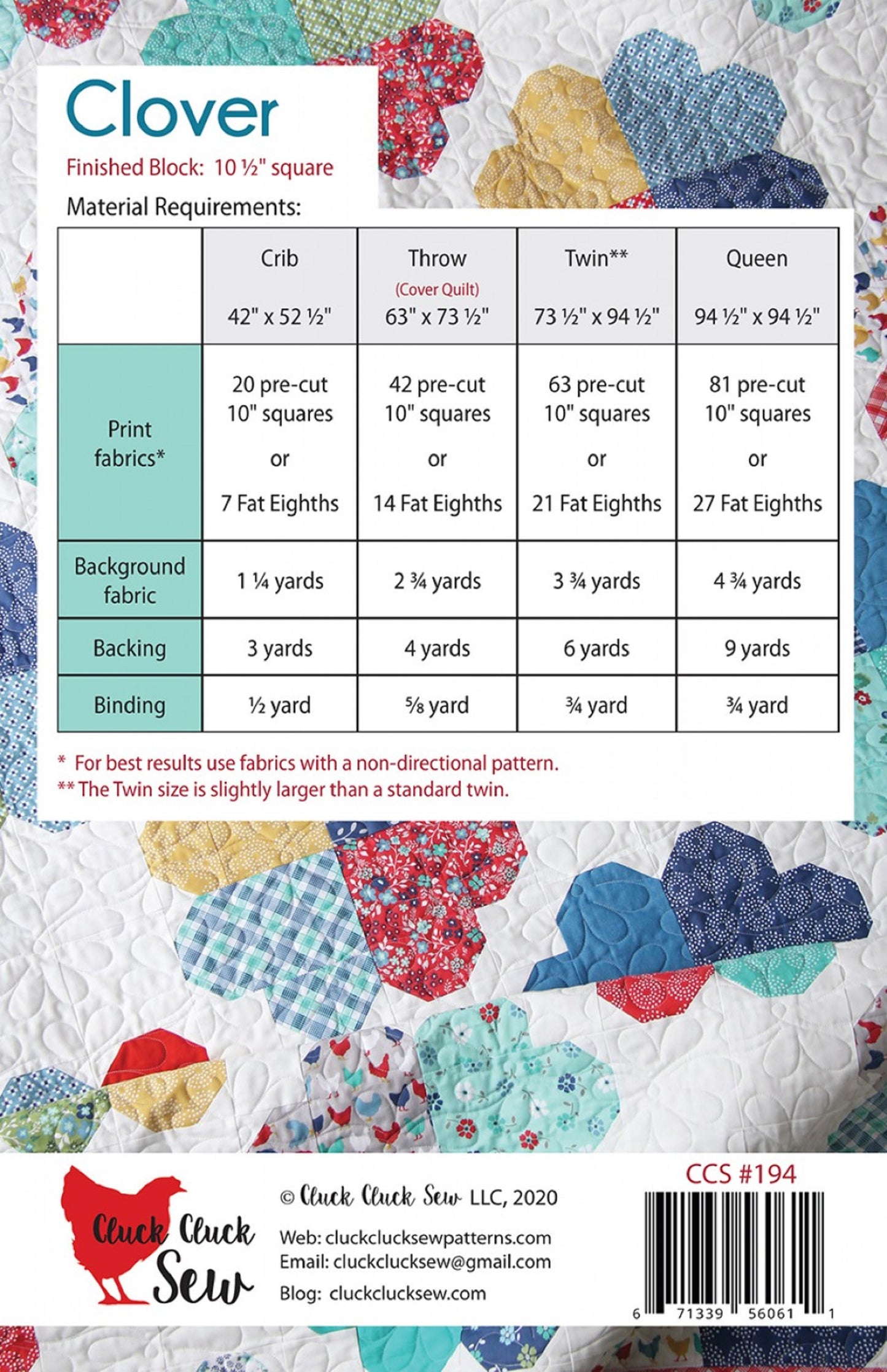 Clover Quilt Pattern by Cluck Cluck Sew-4 Sizes Included