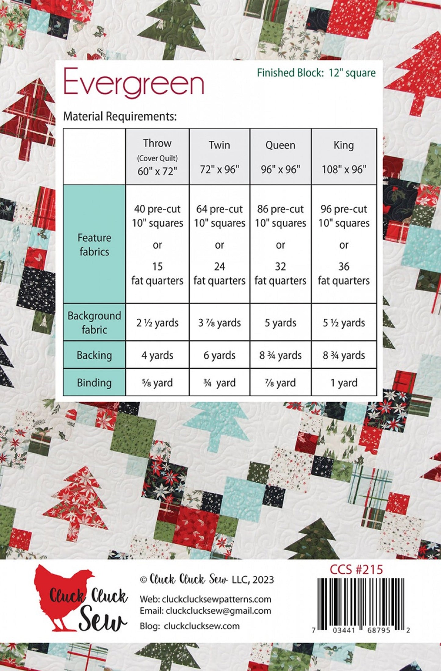 Evergreen Quilt Pattern by Cluck Cluck Sew-4 Sizes Incl.