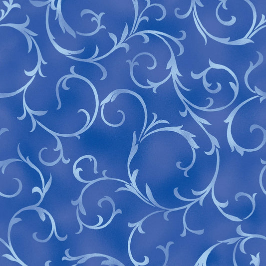 Swirling Vines-Blue-Benartex Fabrics-BTY