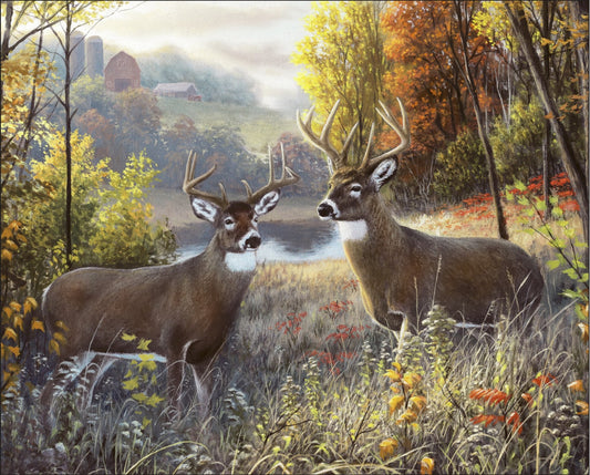 Brothers Deer Panel by David Textiles