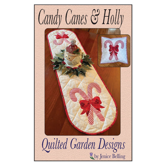 Candy Canes & Holly Table Runner Pattern by Quilted Garden Designs