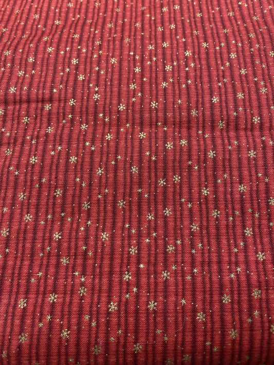 Chloe's Closet-1 yard-Red Rooster-Gold Stars-Striped Background