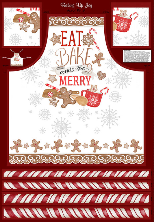 Eat, Bake and Be Merry Apron Panel-Wilmington Prints