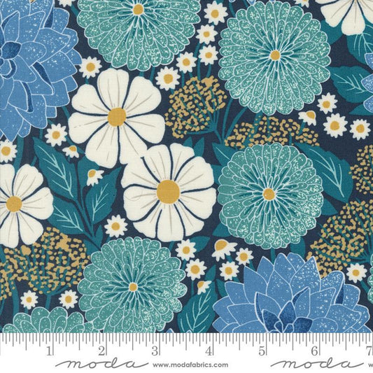 Field of Flowers-Navy-Moda Fabrics-BTY