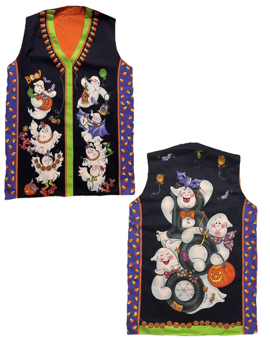 Halloween Vest Size Large-Orange Dotted Lining