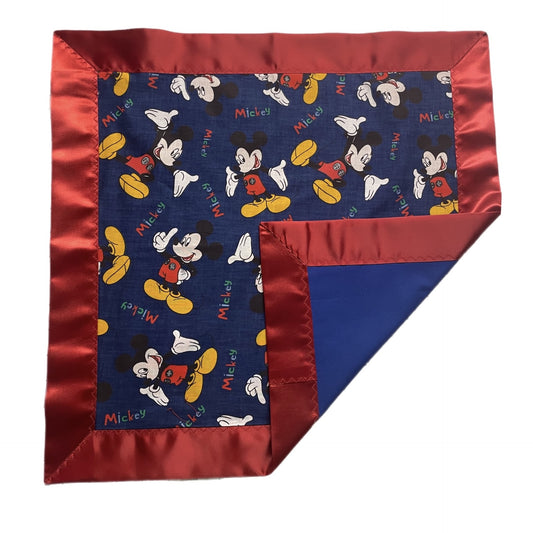 Mickey Mouse Luvie with Red Satin Binding and Blue Backing