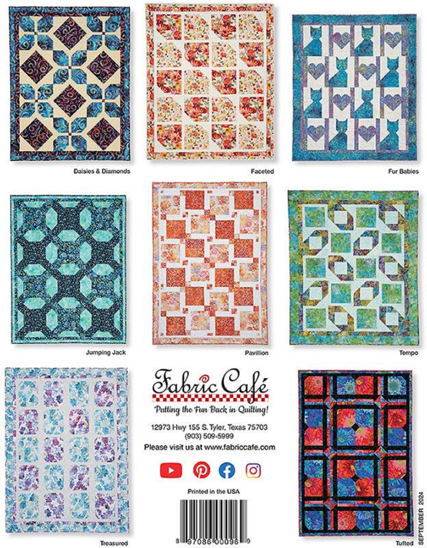 Double Focus-3 Yard Quilts-Fabric Cafe-8 Quilt Patterns