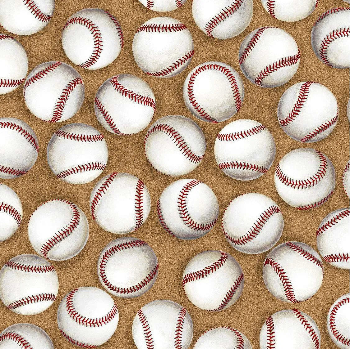 Play Ball - Baseballs on Tan Dirt-Oasis Fabrics-BTY