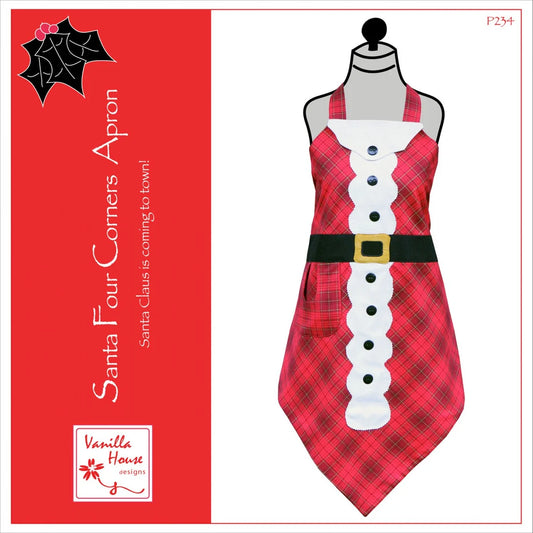 Santa Four Corners Apron Pattern-Vanilla House Designs