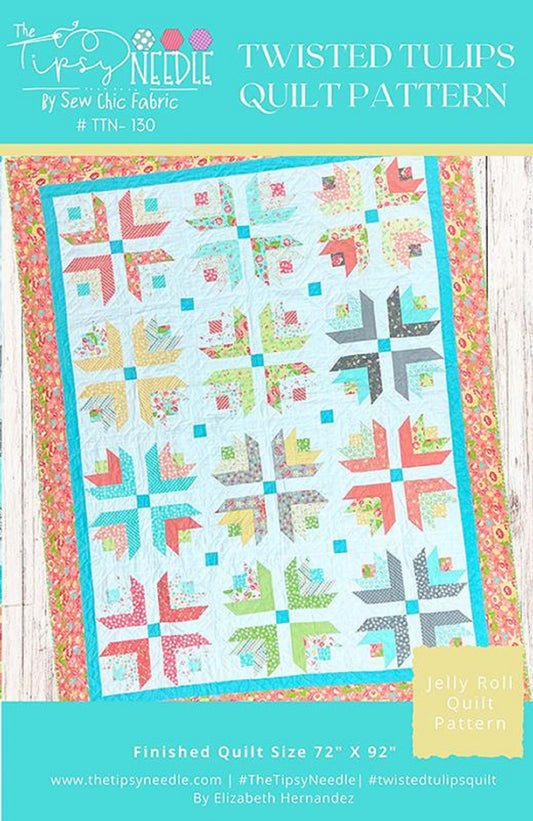 Twisted Tulips Quilt Pattern by The Tipsy Needle-Jelly Roll Friendly