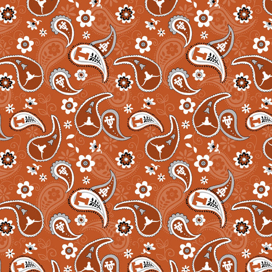 University of Texas-Paisley Print-Sykel Enterprises-By The Yard