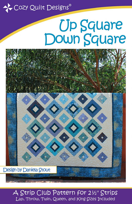 Up Square Down Square Quilt Pattern-Cozy Quilt Designs-5 sizes Incl.