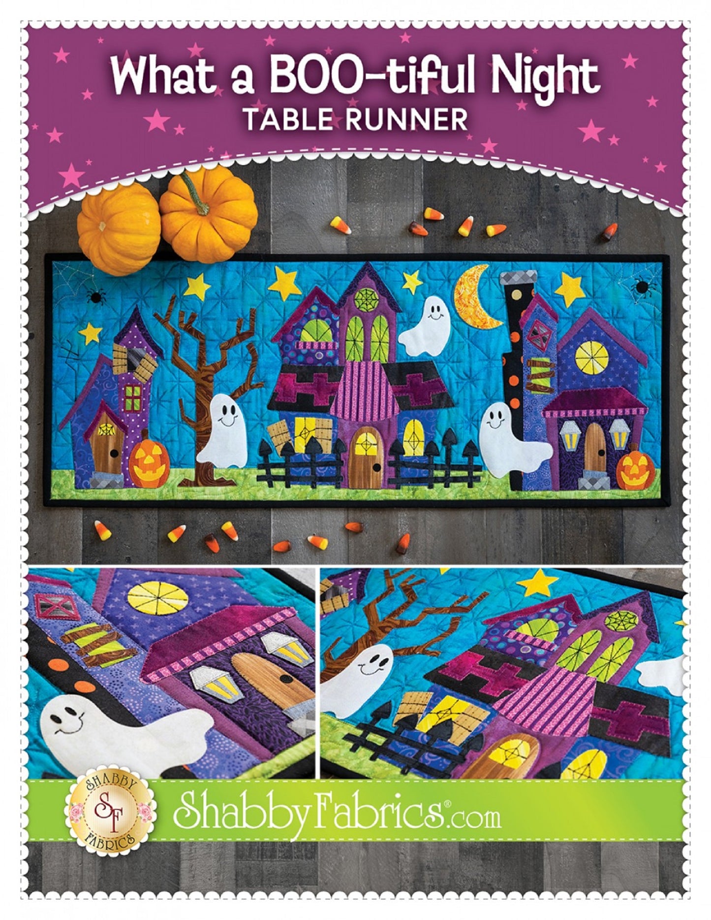 What a BOO-tiful Night Table Runner Pattern by Shabby Fabrics