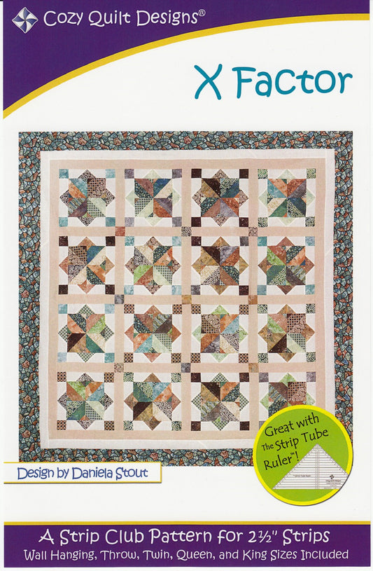 X Factor Quilt Pattern-Cozy Quilt Designs-5 Sizes Incl.