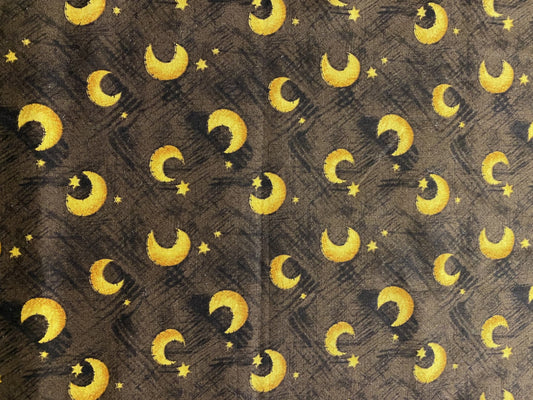 Yellow Moons & Stars-Brown B/G-Debbie Mumm-South Seas Imports-1 Yd-Bin