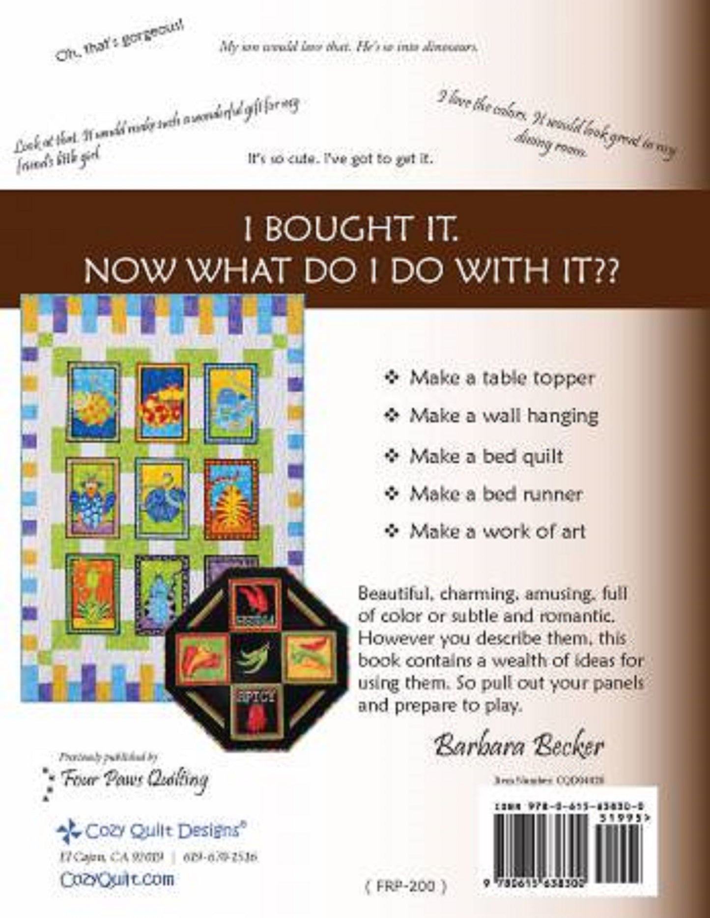 Panel Play Book by Cozy Quilt Designs