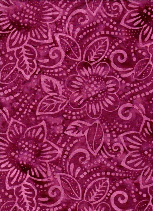 Batik Textiles-Novelty Floral Print in Light & Dark Burgundy #4717-Semangka Col.