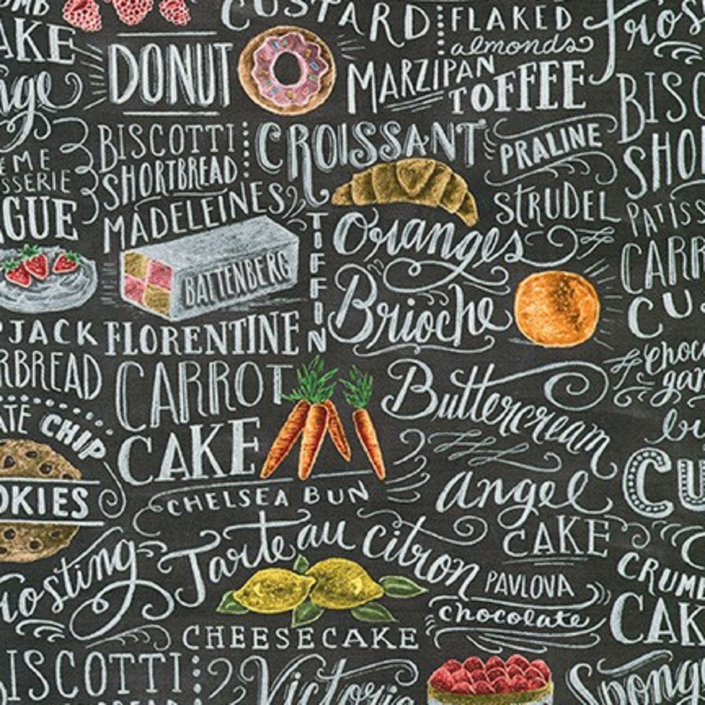 Metro Cafe-Charcoal-Robert Kaufman-BTY-Chalkboard Menu