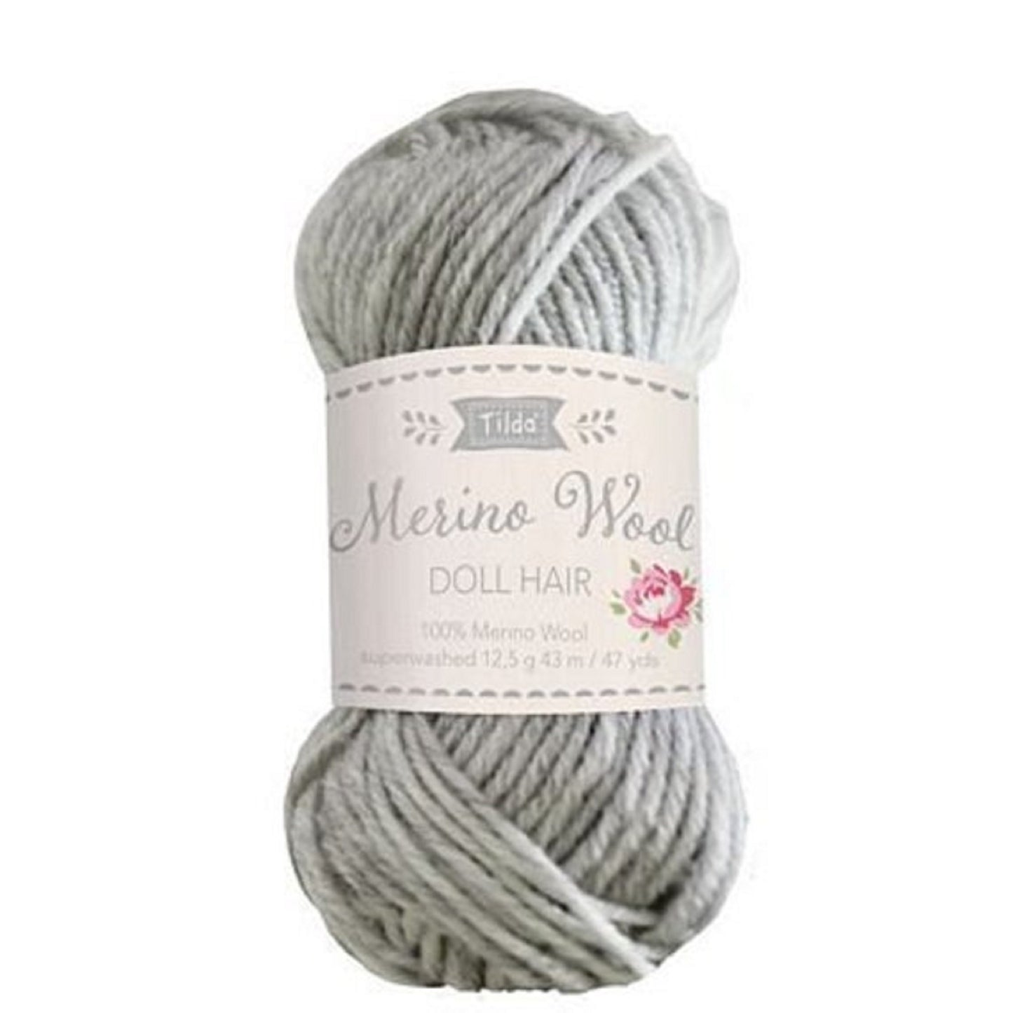 Merino Wool Doll Hair "Fog Gray" by Tilda