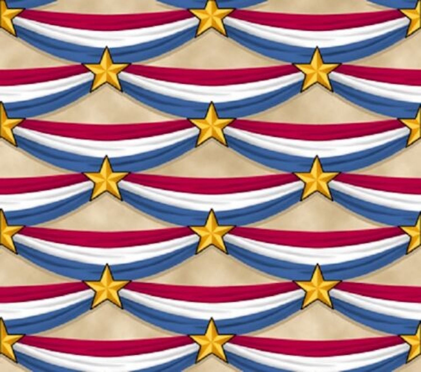 Long May She Wave "Patriotic Bunting"-Cream B/G-Quilting Treasures-Fat Quarter