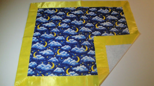 Nighttime Sky Lovey w/Yellow Satin Binding