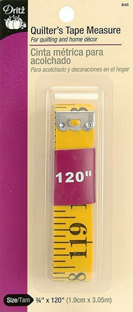 Dritz Quilter's Tape Measure-Yellow-120" long