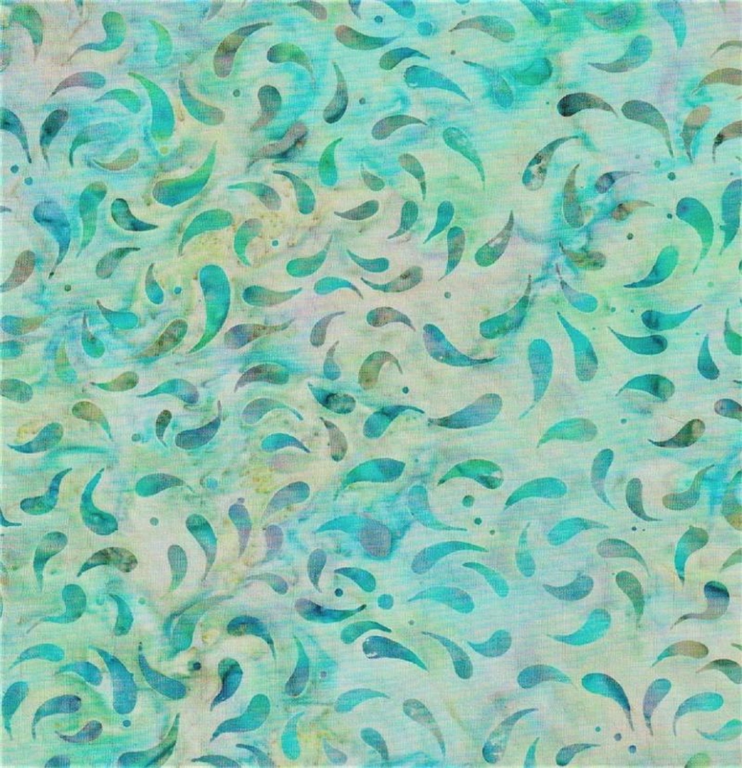 Teal Commas on Green B/G-#5410-Batik Textiles-Fat Quarter